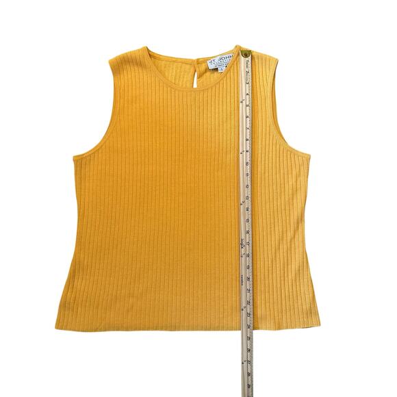 EUC St. John Collection Yellow Ribbed Knit Sleeveless Top Size L LuxuryFashion - Picture 6 of 8